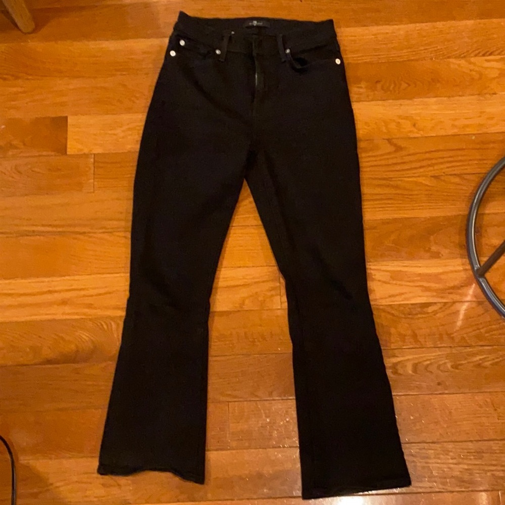 7 For All Mankind cropped black flare jeans